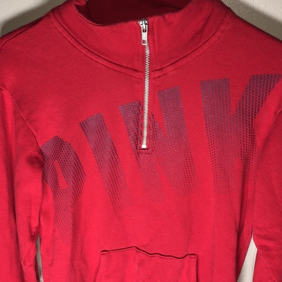 PINK Victoria’s Secret quarter zip hoodie XS red hoodie PINK VS QUARTER zip - Picture 7 of 14